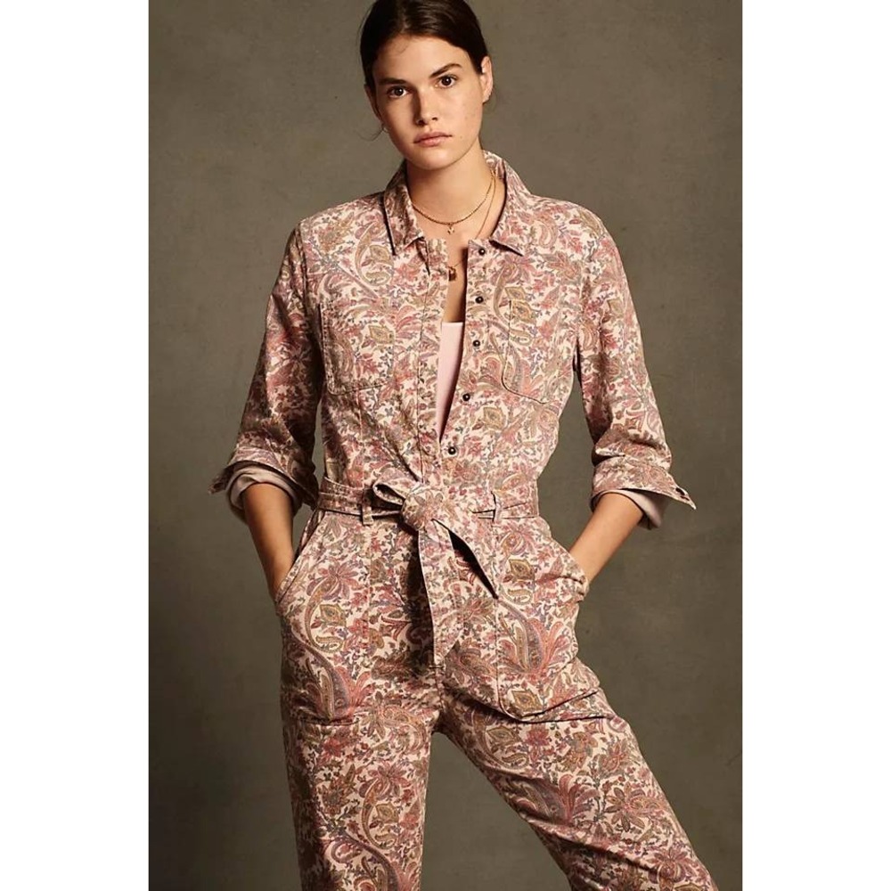 Anthropologie Maeve Paisley Utility Jumpsuit Size S